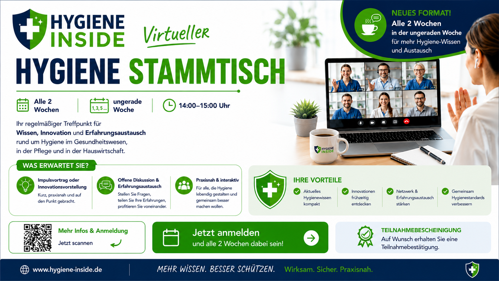 Virtueller Hygiene Stammtisch – Neues Format, alle 2 Wochen, Mittwoch 14:00–15:00 Uhr